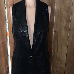 Black Sequin Vest By planet Funk size medium
